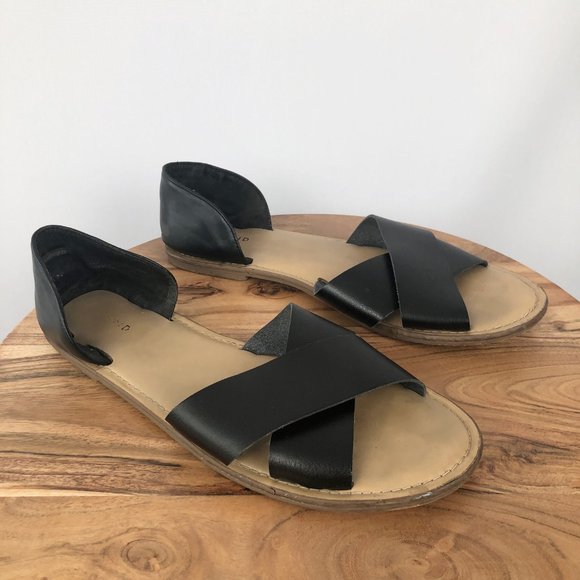 Torrid D'orsay Leather Crisscross Cross Over Slip On Sandal Open Toe Flats - 11 - Picture 3 of 10